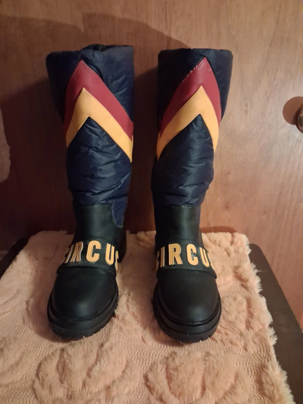 Circus by Sam Edelman Kids' Black Boots with Red & Yellow Chevron Accents